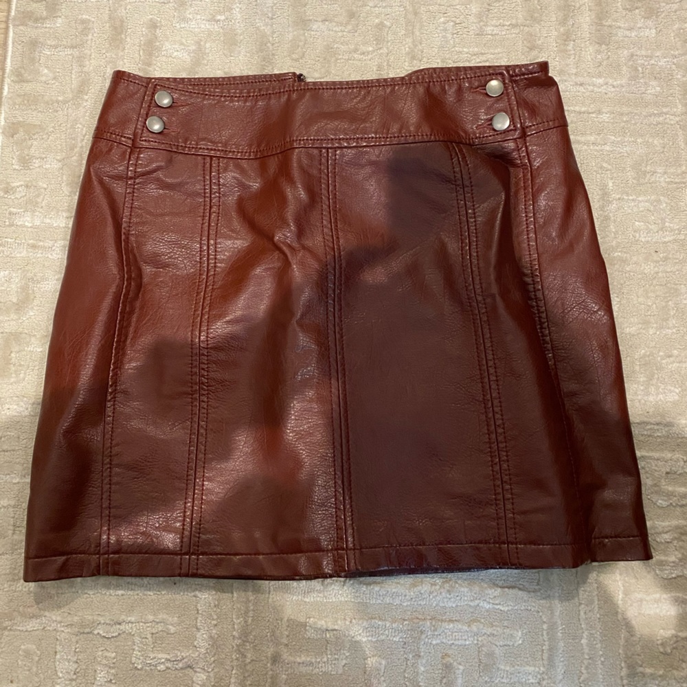 Brown Vegan Leather Skirt from Free People